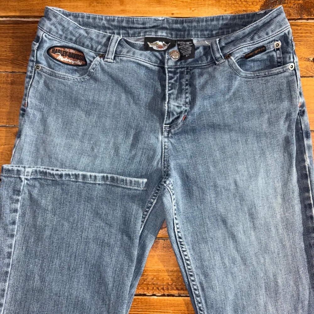 Harley Davidson Jeans Womens 8 (Fits 30x31) Blue Denim Bootcut Moto Biker *READ